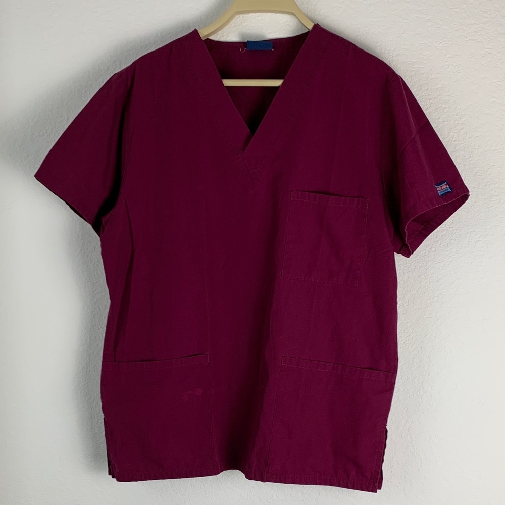 Women's V-Neck Burgundy Scrub Top
